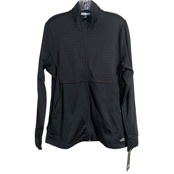 adidas Jackets & Blazers - Adidas Golf Jacket Womens Large Black Full-Zip Thumbholes Logo
